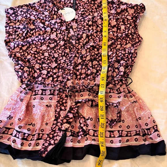 NWT Boho Me Collection Floral Wrap Blouse Top,Medium,Pink/Black, Spring Summer - Picture 10 of 10